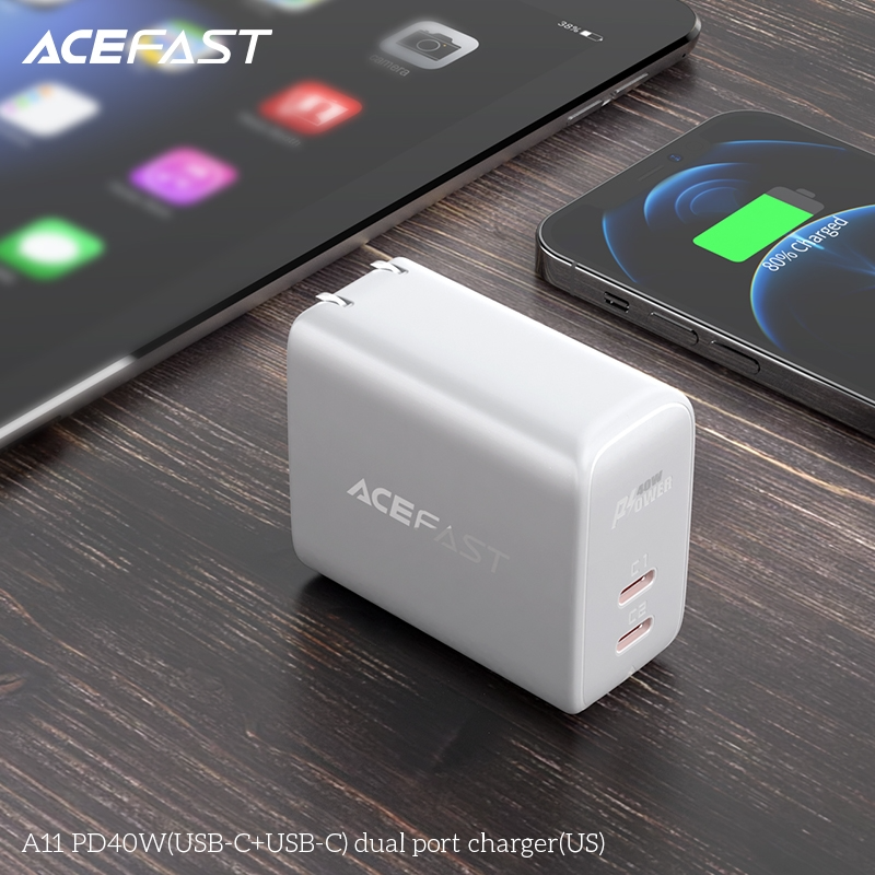  Sạc ACEFAST PD3.0 40W 2 cổng USB-C (US) - A11 