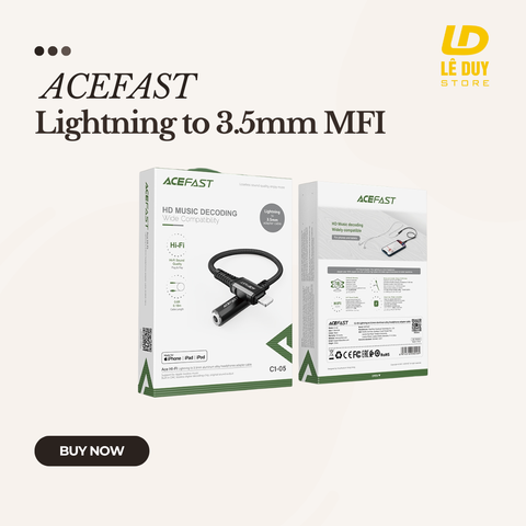 Cáp chuyển âm thanh ACEFAST Lightning to 3.5mm MFI (0.18m)
