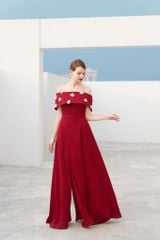 ĐẦM TRỄ VAI ĐÍNH HOA, XẺ TÀ V1089