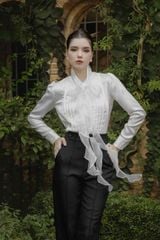 ÁO SƠ MI LỤA CỔ DỰNG XẾP BÈO SM1052