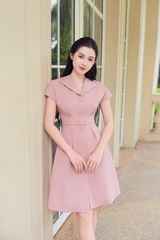 V1067 - Váy đầm ôm A  cổ vest tay liền