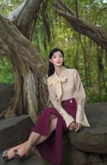 ÁO BLOUSE MĂNG SÉT PHỐI KHĂN VOAN CSM003