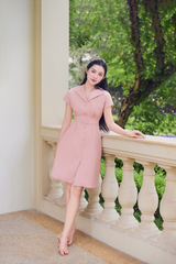 V1067 - Váy đầm ôm A  cổ vest tay liền