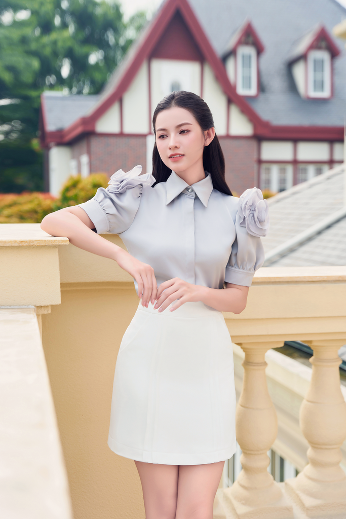 CHÂN VÁY BÚT CHÌ NGẮN PHỐI 2 TÚI CV1080