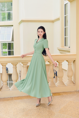 V1069 - Váy đầm thiết kế  cổ vest dáng xèo