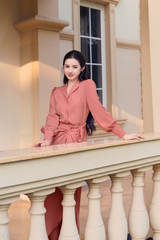 ĐẦM CỔ VEST BUỘC TÀ EO V1085