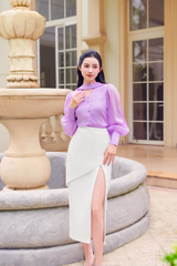 SM1072 - Áo thiết kế cổ tim, tay bồng