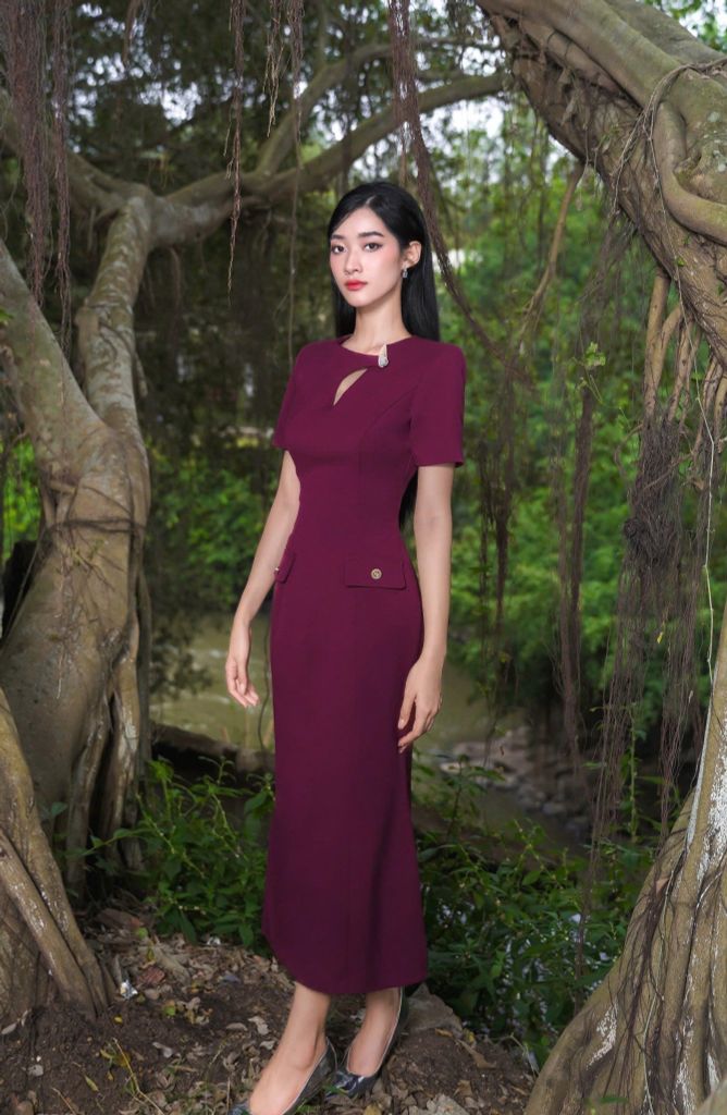 ĐẦM CHỮ A CỔ TRÒN DÁNG DÀI CV001