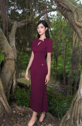 ĐẦM CHỮ A CỔ TRÒN DÁNG DÀI CV001