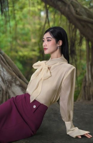 ÁO BLOUSE MĂNG SÉT PHỐI KHĂN VOAN CSM003