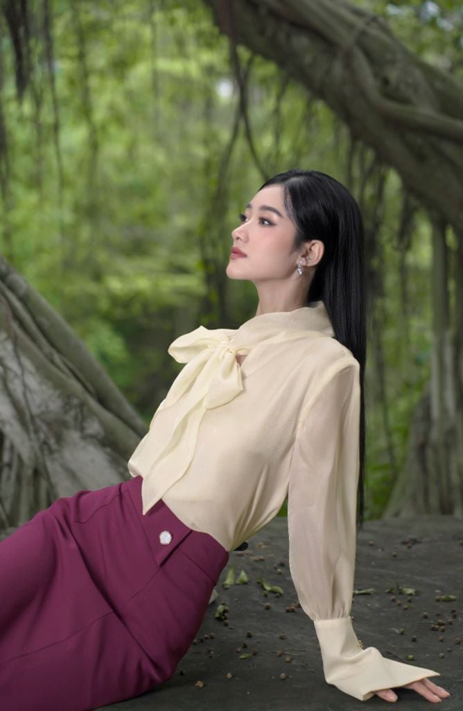 ÁO BLOUSE MĂNG SÉT PHỐI KHĂN VOAN CSM003