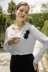 ÁO LỤA CỔ ĐỔ TAY DÀI A1071