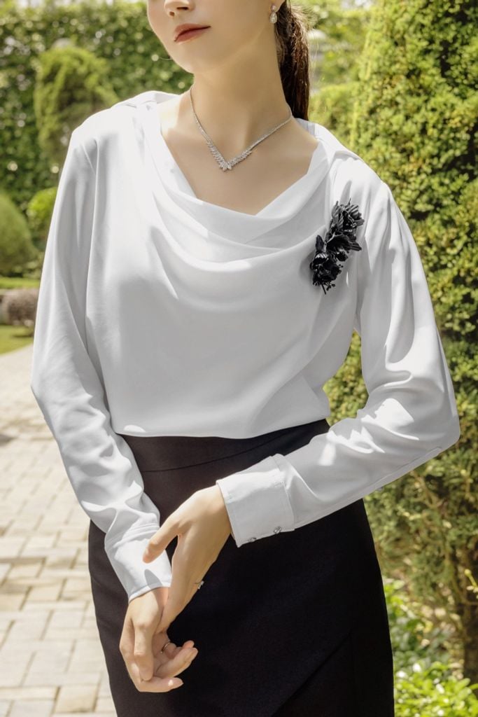 ÁO LỤA CỔ ĐỔ TAY DÀI A1071