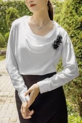 ÁO LỤA CỔ ĐỔ TAY DÀI A1071