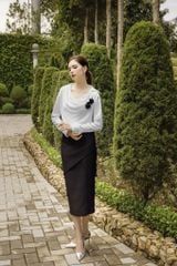 ÁO LỤA CỔ ĐỔ TAY DÀI A1071