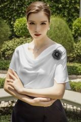 ÁO LỤA CỔ ĐỔ TAY BẤT ĐỐI XỨNG A1070