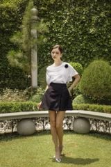 ÁO LỤA CỔ ĐỔ TAY BẤT ĐỐI XỨNG A1070