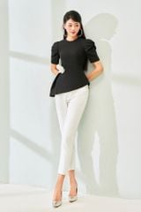 A898 - Áo peplum tay phồng thiết kế bất đối xứng xếp ly hông, tay áo xoắn ôm, cổ tròn - BELY