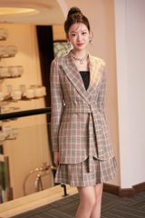 VS923 - Áo vest eo dáng dài vạt tròn thiết kế thắt lưng rời  - BELY
