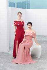 ĐẦM TRỄ VAI ĐÍNH HOA, XẺ TÀ V1089