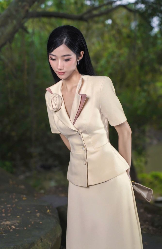 ÁO VEST HOA NỔI CỔ ÁO CÁCH TÂN CVS001