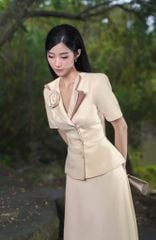 ÁO VEST HOA NỔI CỔ ÁO CÁCH TÂN CVS001