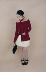 ÁO LEN TRỄ VAI TAY DÀI TÀ XẺ PHỐI DÂY RỜI NA004