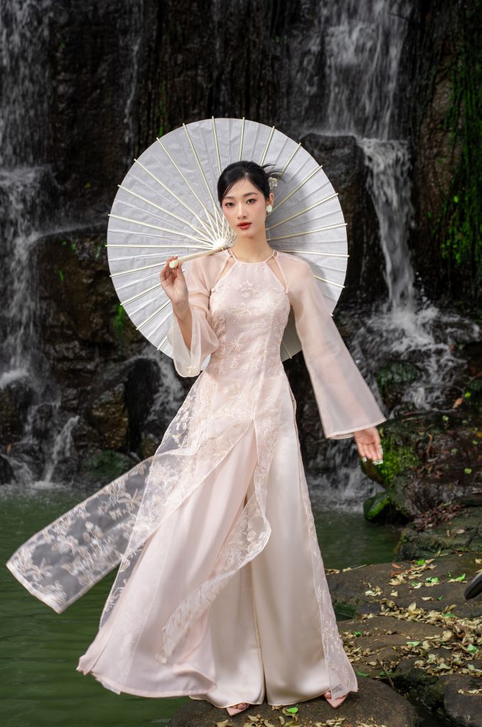 ÁO DÀI HẢI ĐƯỜNG CỔ YẾM XẺ TÀ TAY RỜI CAD0002