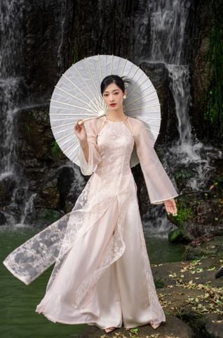 ÁO DÀI HẢI ĐƯỜNG CỔ YẾM XẺ TÀ TAY RỜI CAD0002