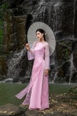 ÁO DÀI HẢI ĐƯỜNG CỔ YẾM XẺ TÀ TAY RỜI CAD0002