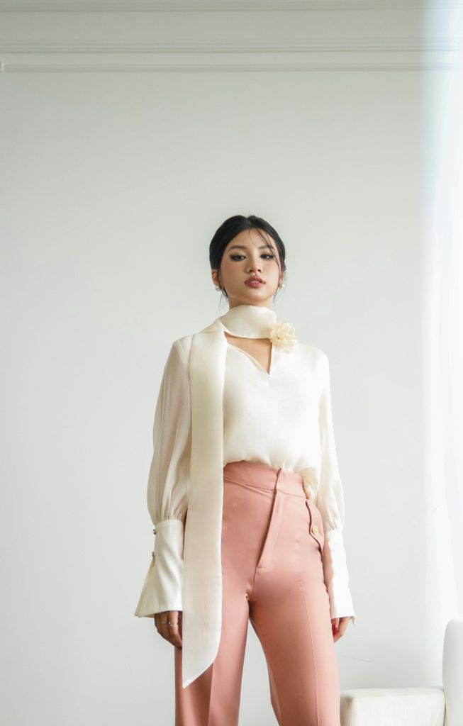 ÁO BLOUSE MĂNG SÉT PHỐI KHĂN VOAN CSM003