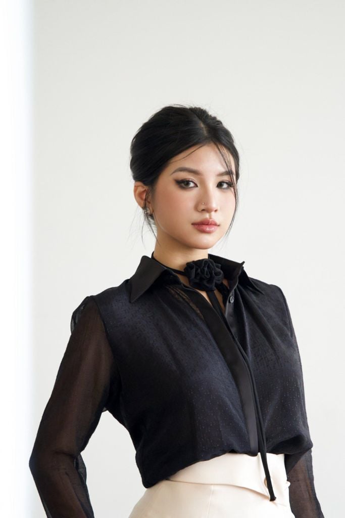 ÁO SƠ MI VOAN TAY DÀI PHỐI LỤA CSM001