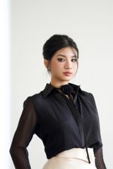 ÁO SƠ MI VOAN TAY DÀI PHỐI LỤA CSM001