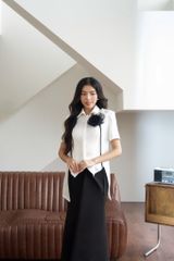 ÁO SƠ MI LỤA TAY NGẮN PHỐI DÂY BÈO CSM002