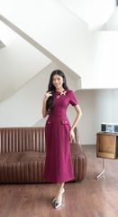ĐẦM CHỮ A CỔ TRÒN DÁNG DÀI CV001