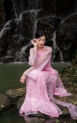 ÁO DÀI HẢI ĐƯỜNG CỔ YẾM XẺ TÀ TAY RỜI CAD0002