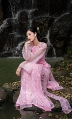 ÁO DÀI HẢI ĐƯỜNG CỔ YẾM XẺ TÀ TAY RỜI CAD0002