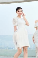 ĐẦM NGẮN CHỮ A TAY REN PHỐI VOAN BÈO V1091