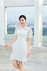 ĐẦM NGẮN CHỮ A TAY REN PHỐI VOAN BÈO V1091