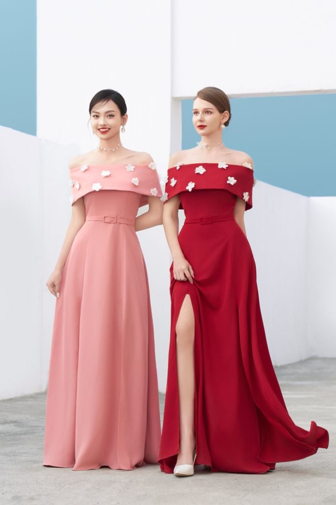 ĐẦM TRỄ VAI ĐÍNH HOA, XẺ TÀ V1089