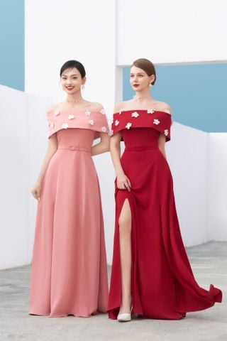 ĐẦM TRỄ VAI ĐÍNH HOA, XẺ TÀ V1089