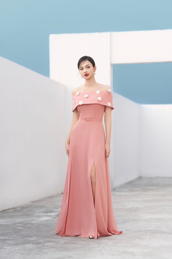 ĐẦM TRỄ VAI ĐÍNH HOA, XẺ TÀ V1089