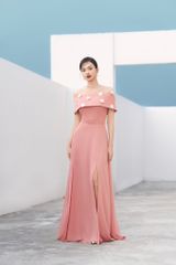 ĐẦM TRỄ VAI ĐÍNH HOA, XẺ TÀ V1089