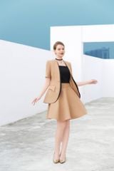ÁO VEST CỔ TIM NẸP PHỐI TAY NGẮN VS1097