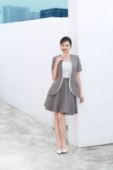 ÁO VEST CỔ TIM NẸP PHỐI TAY NGẮN VS1097