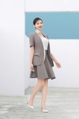 ÁO VEST CỔ TIM NẸP PHỐI TAY NGẮN VS1097