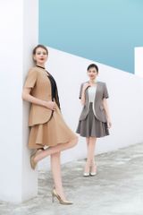 ÁO VEST CỔ TIM NẸP PHỐI TAY NGẮN VS1097