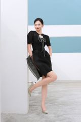 ĐẦM NGẮN CHỮ A TAY REN PHỐI VOAN BÈO V1091