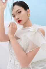 ĐẦM REN DÀI CHIẾT EO, CỔ CHỮ U PHỐI TÀ VOAN V1095