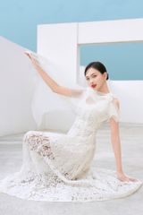 ĐẦM REN DÀI CHIẾT EO, CỔ CHỮ U PHỐI TÀ VOAN V1095